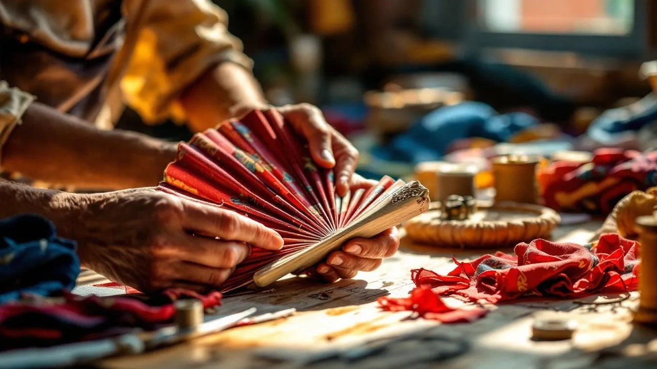 Un artigiano svela come realizzare un ventaglio di stoffa in pochi minuti